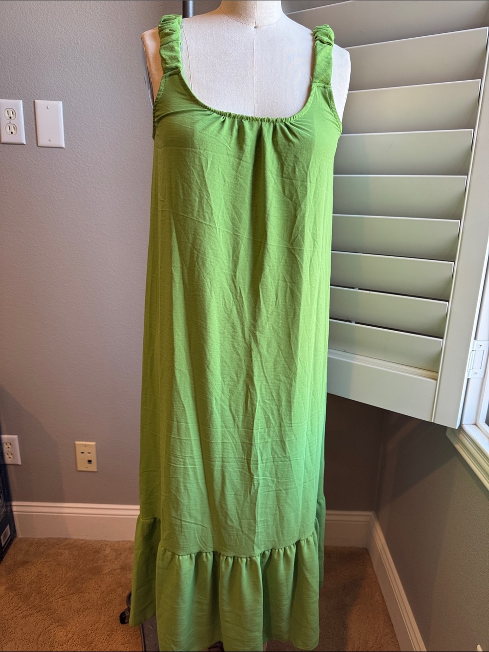 NWT -See You Monday Lime Green Ruffled-Hem Maxi Dress